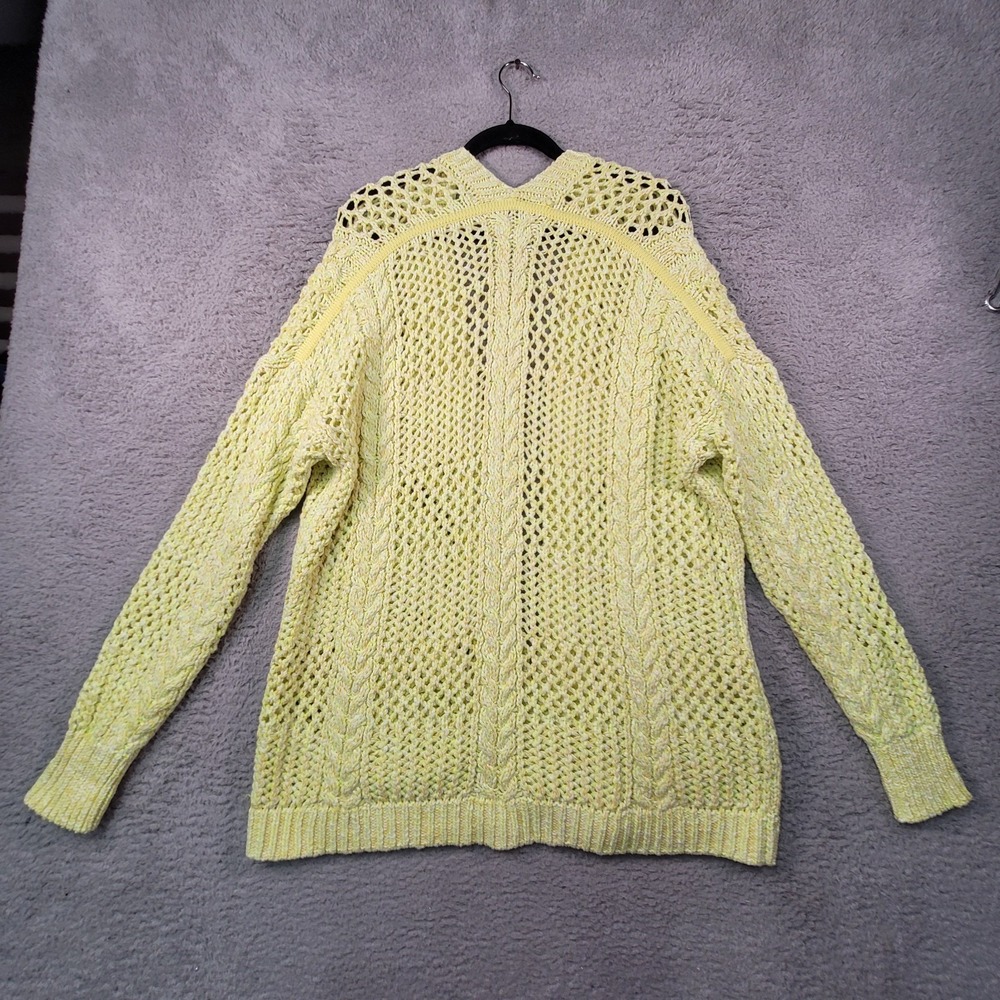 Anthropologie Serenity Cardigan Womens M/L Chartreuse Yellow Open Knit Spring - Picture 11 of 16